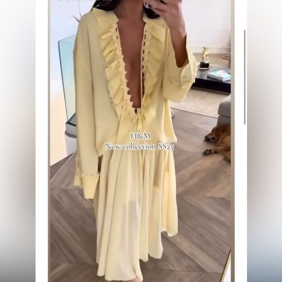 H&M S/S 25 Edition Chiffon Circle Skirt Butter Yellow NWT - Picture 8 of 8